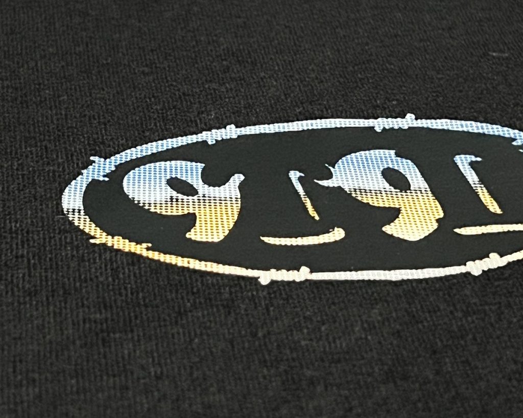 Close-up detail of full color DTF transfer print quality