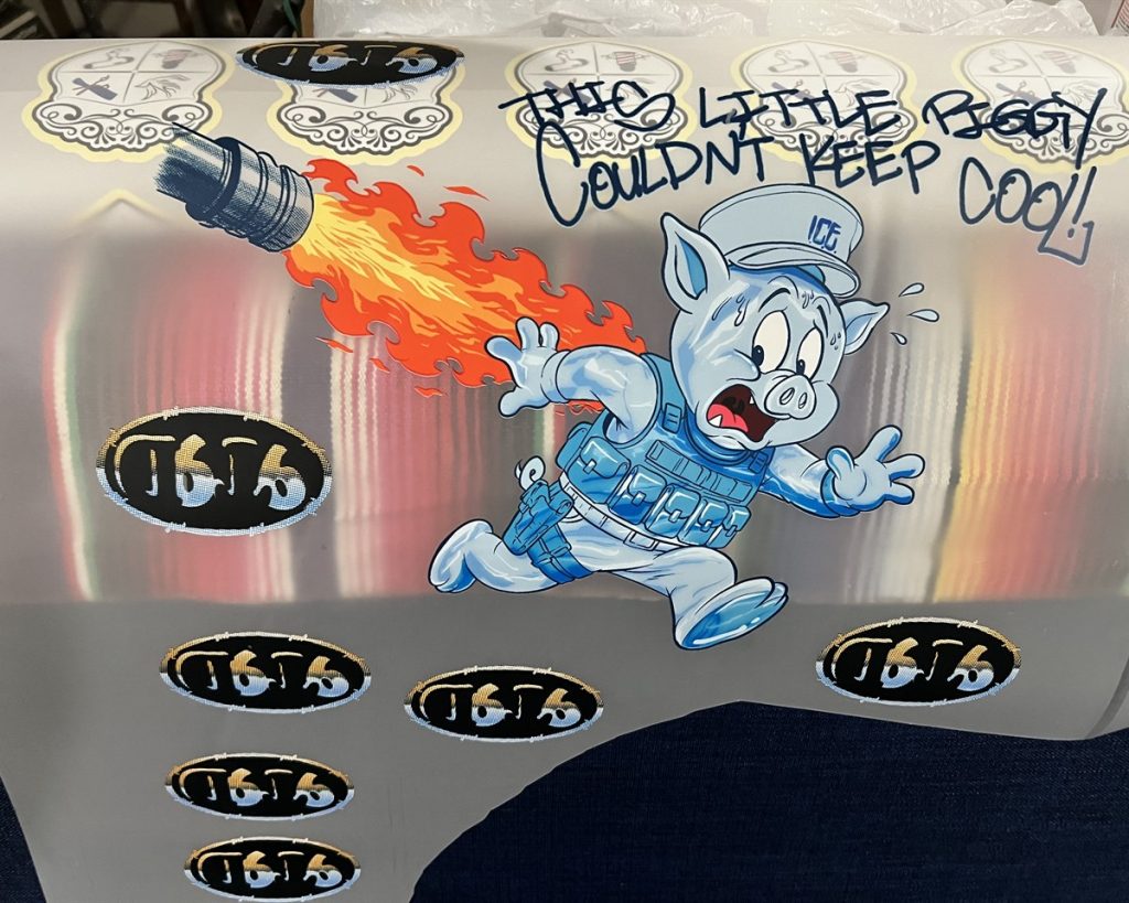 Custom DTF gang sheet with full color artwork for apparel printing