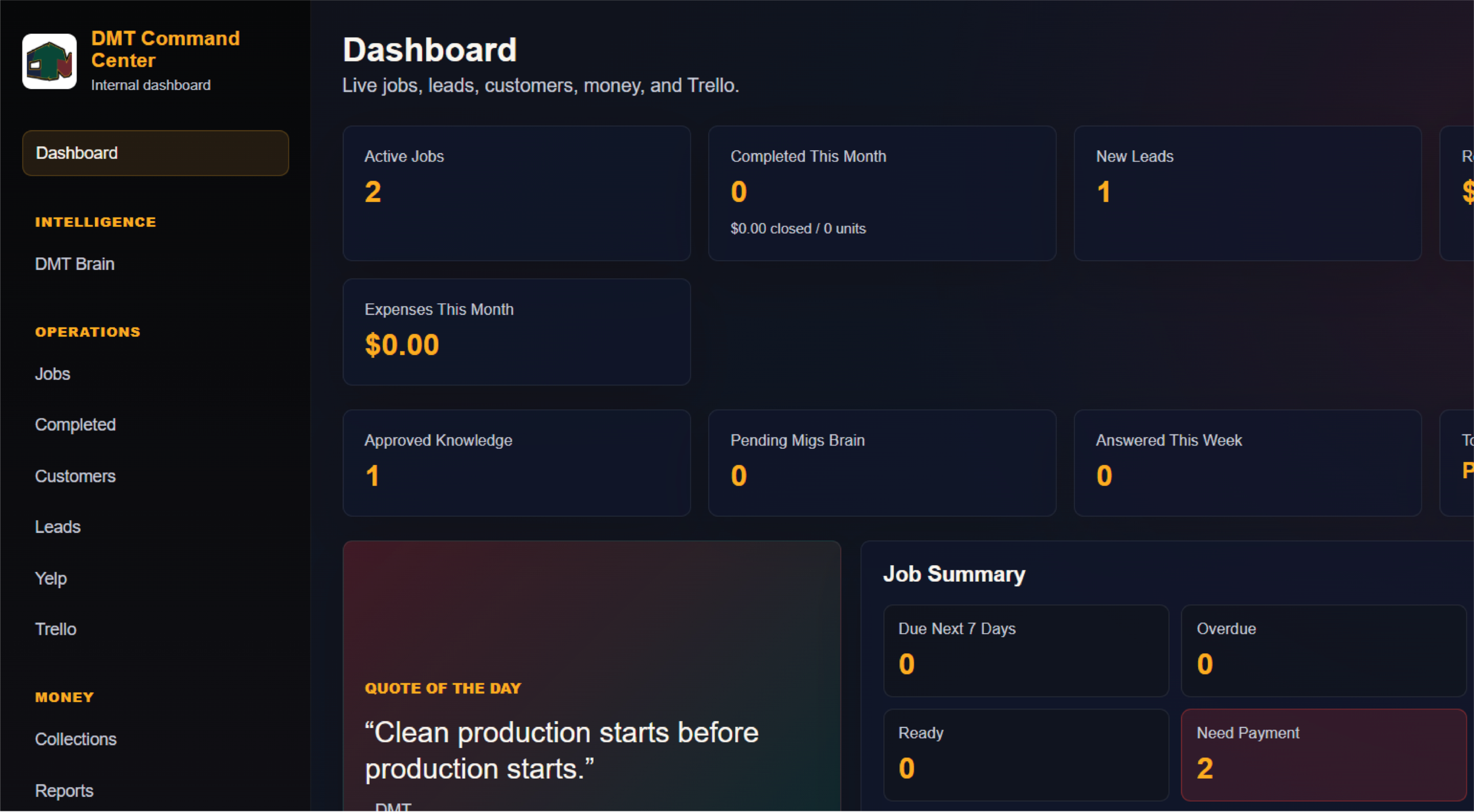 9T9D command center web dashboard design