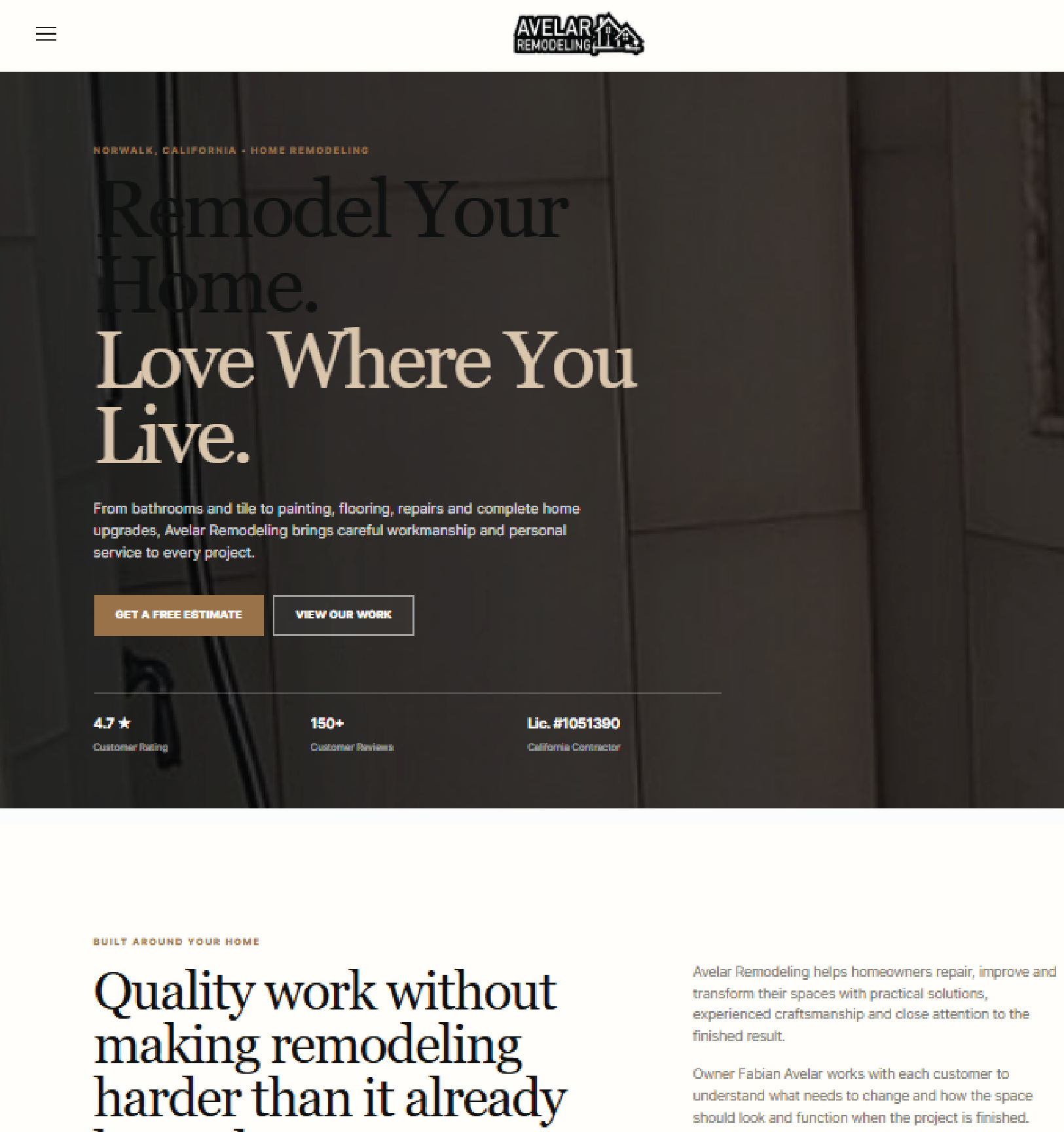 Avelar Remodeling website designed by Da Mouse Trap Graphics